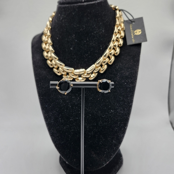 House of Harlow 1960 Jewelry - HOUSE OF HARLOW 1960 gold tone bib necklace. New with Tag NWT & fashion earrings